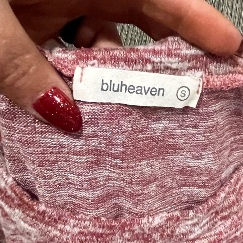 Bluheaven Sweater Knitted Pullover Long Sleeve Tie Side Pink/White Size S - Picture 2 of 4